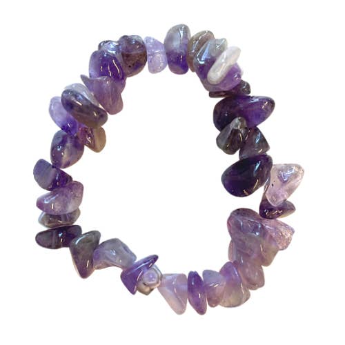 Brazalete de amatista con piedras rugosas perforadas lateralmente para venta al por mayor de The Crystal Garden