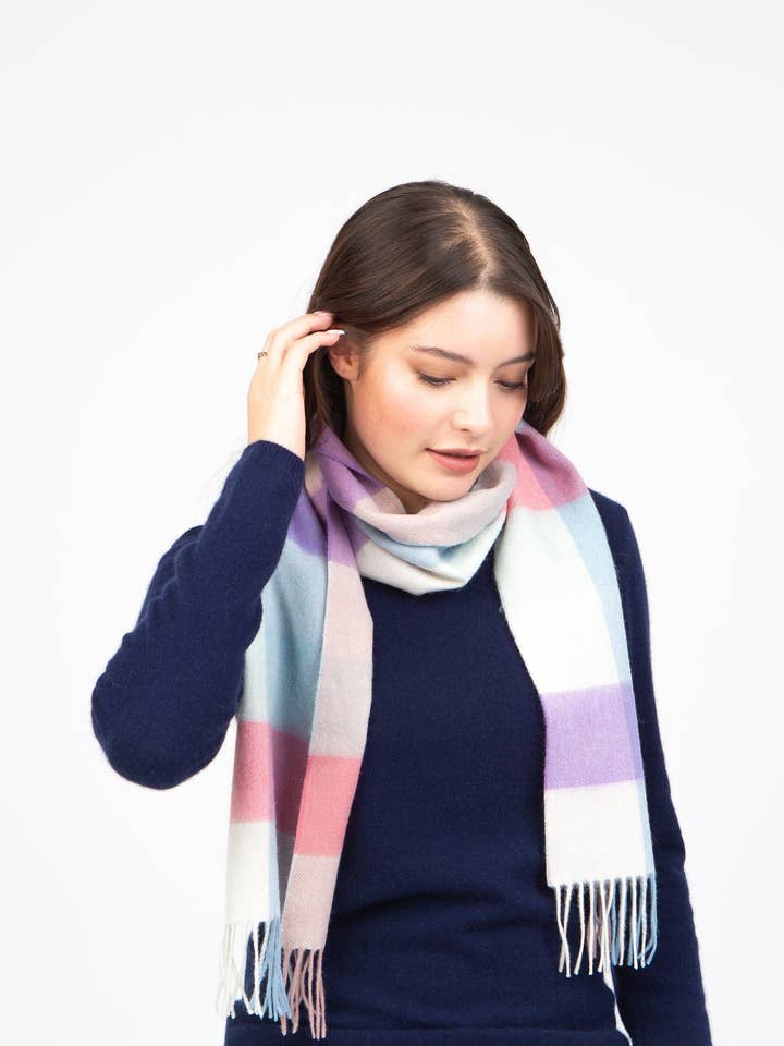 Lambswool Scarf Candy 3 Square Check for wholesale by Kiltane