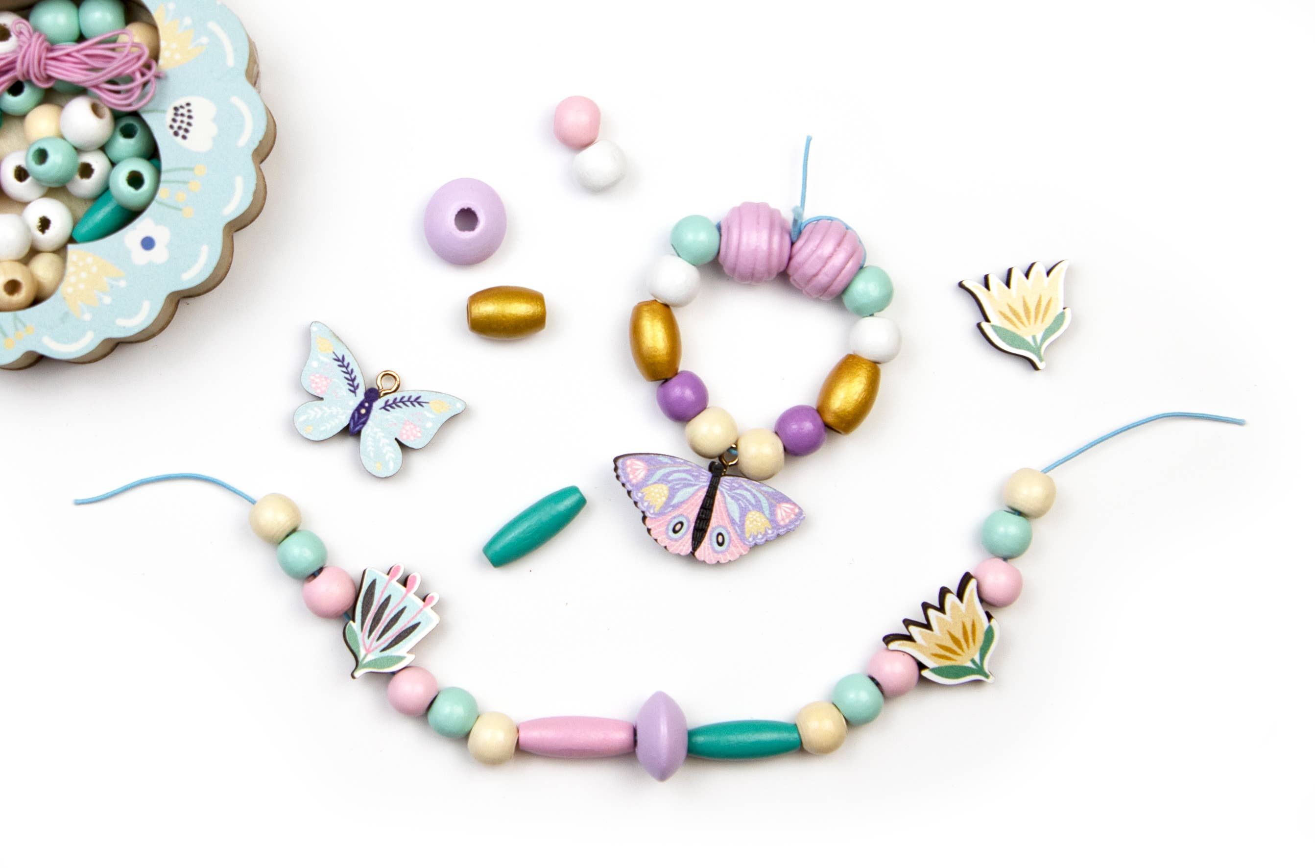 BTL Diffusion UK LTD – wholesale Art set – Child & baby – Sycomore LES PERLES BUTTERFLY WOODEN BEADS2
