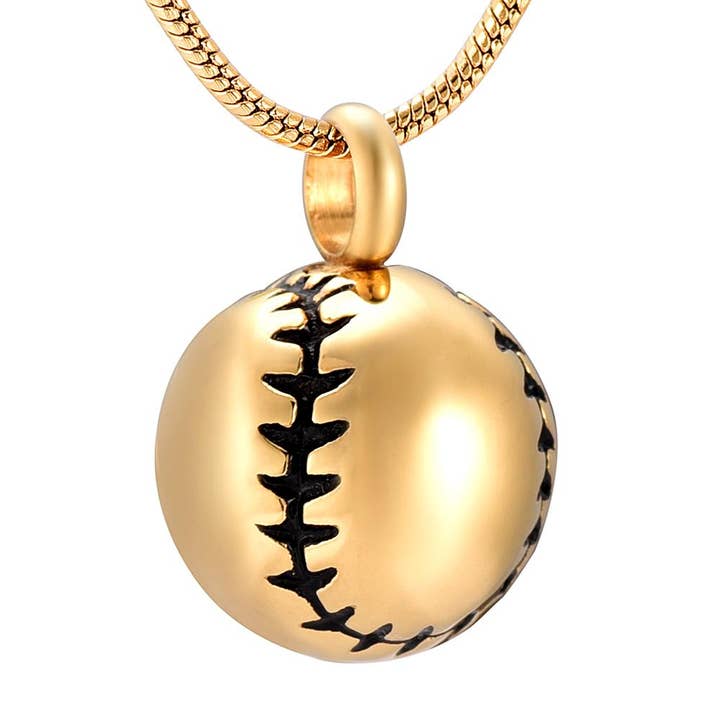 Baseball Shaped Cremation Urn Necklace for wholesale by Cherished Emblems