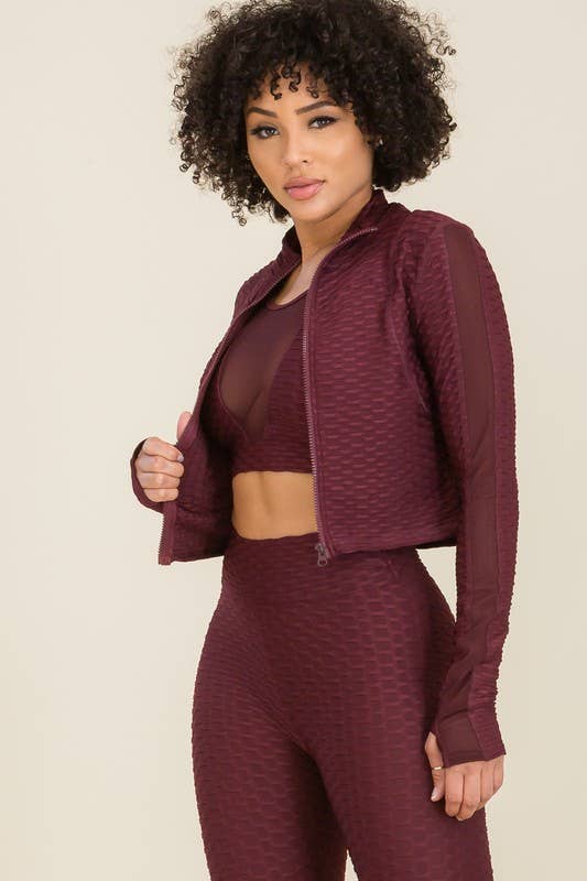 Vibrato Clothing - Wholesale Athletic Jacket - Women's - SHP001-J-Mesh-Panel Sleeve  Full Zip Up Active Jacket7