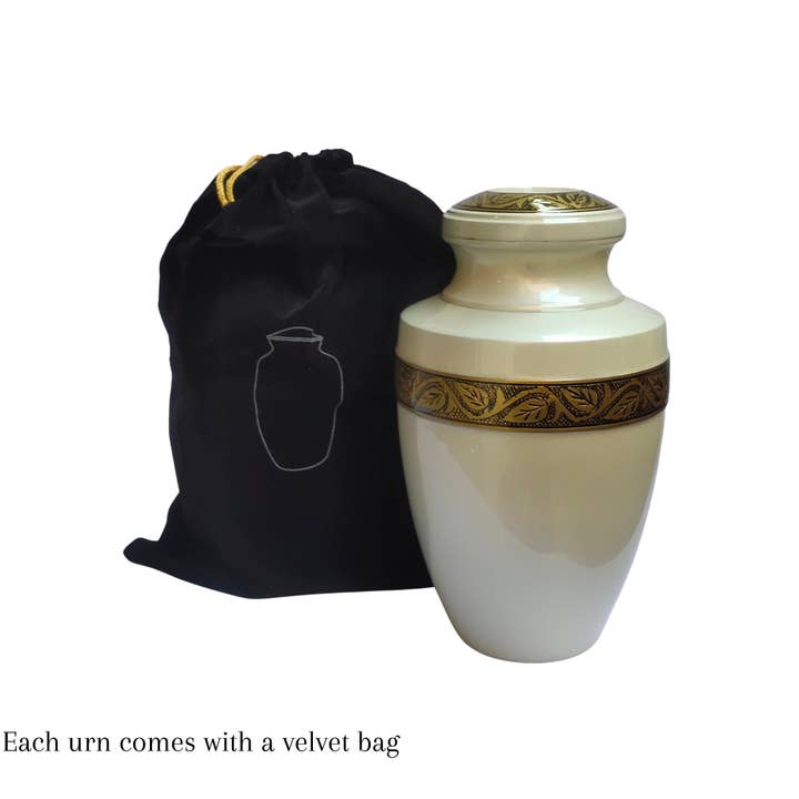 Plutus imports - Wholesale Urn - Leaves Metallic Finish Large Adult Cremation Urn7