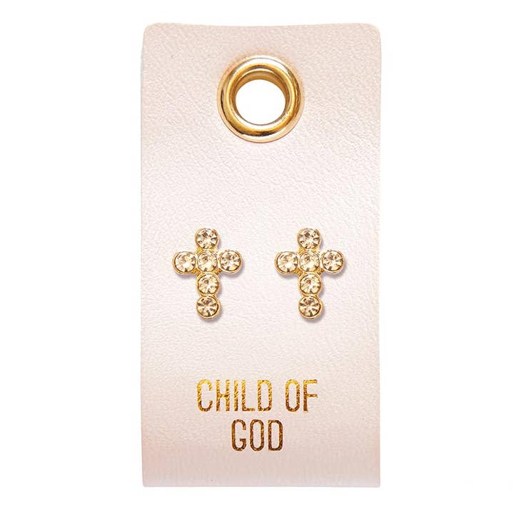 Stud Earrings - Child of God - Circle Cross for wholesale by Faithworks by Creative Brands