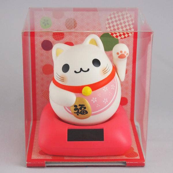 Solar Powered Maru Maru Happy Manekineko Pink for wholesale by Greeting Life America