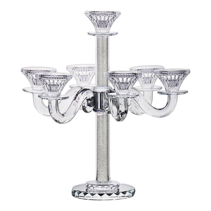 Candélabre en cristal 7 bras Pierres diamantées intérieures pour la vente par Boker-Tov Shalom