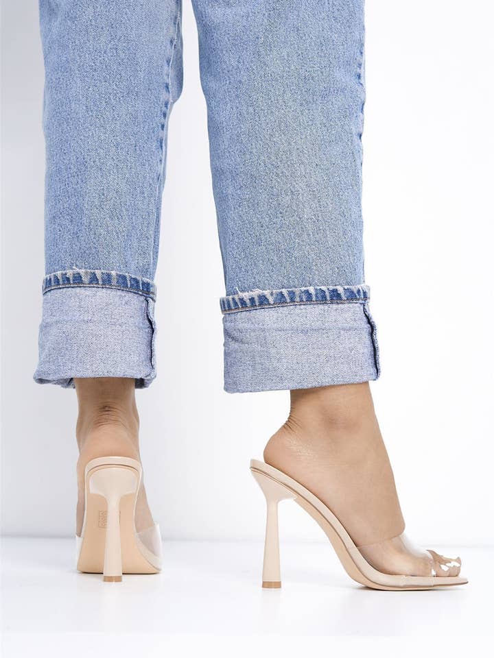 Mule Peyton Perspex Band en Negro para venta al por mayor de Miss Diva