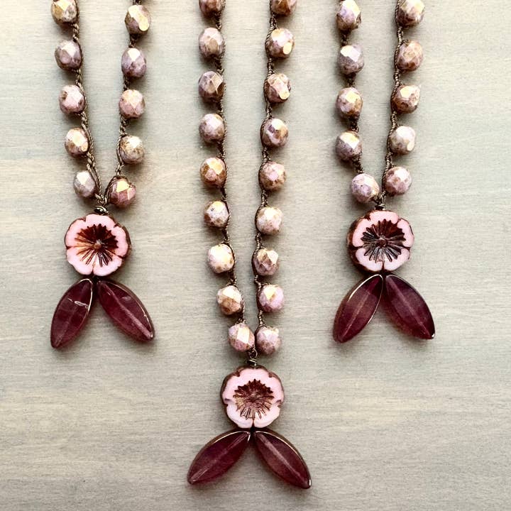 Colar de Croché Vintage Flora Rosa Outonal Antiga por atacado de Twist Style