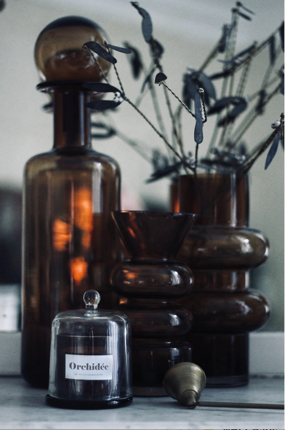 Âmbar Vela campânula Âmbar mini orquídea branca D8,5 H11,5cm para venda a revendedores na Faire3