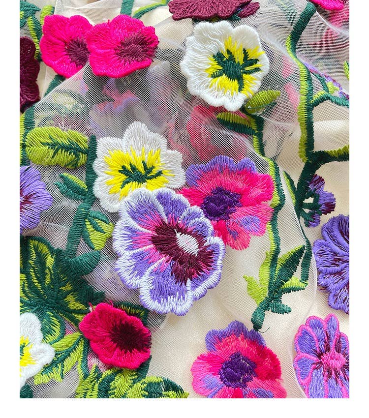 Multi Colored SK028Y Ethereal 3D Embroidered Fairy Skirt - Spring/Autumn for wholesale on Faire10