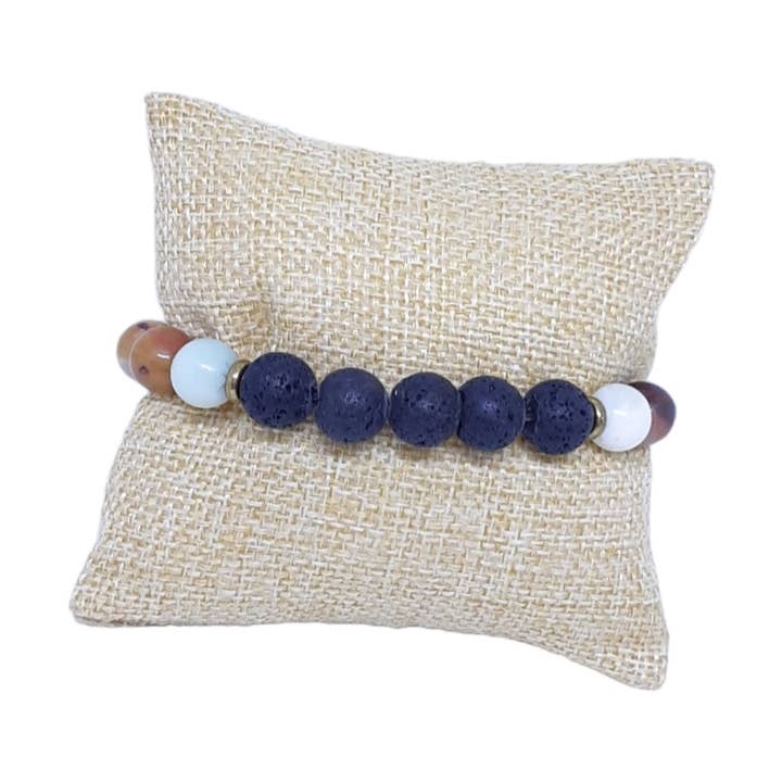 Lava & Gemstone Bead Bracelet for wholesale by Bijoux de Delone, LLC