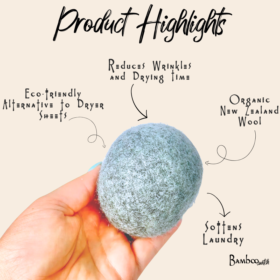 Bamboo Switch - Wholesale Dryer Balls - Bulk New Zealand Wool Dryer Balls | Grey | Holiday Gift1