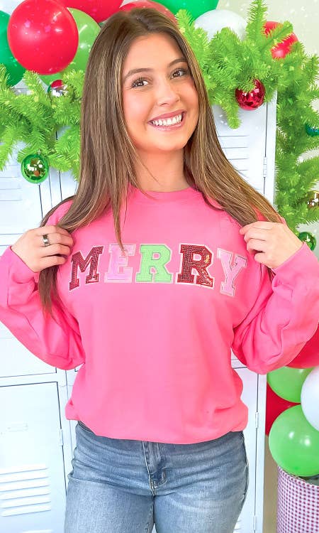 Sugar Stitch - Wholesale Sweatshirt - Women's - Merry Sequin Christmas Graphic Sweatshirt1