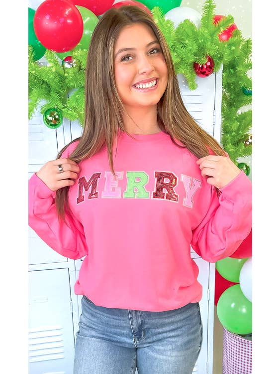 Sugar Stitch - Wholesale Sweatshirt - Women's - Merry Sequin Christmas Graphic Sweatshirt1