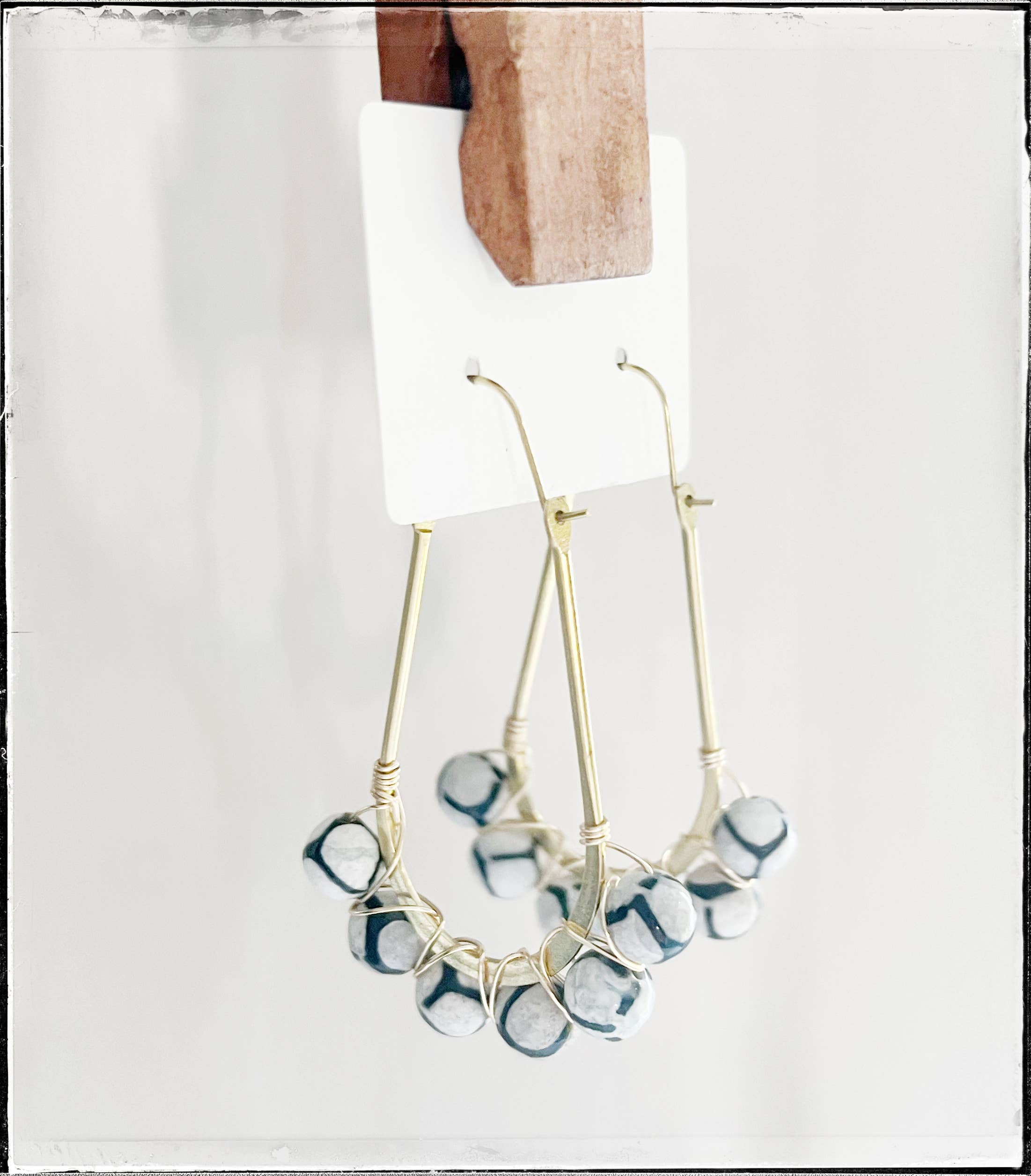 GentrybyJenna - Wholesale Hangende/ronde oorbellen - Met draad omwikkelde hoepel, glazen kraal, bengelen, oorbel, agaat, edelsteen3