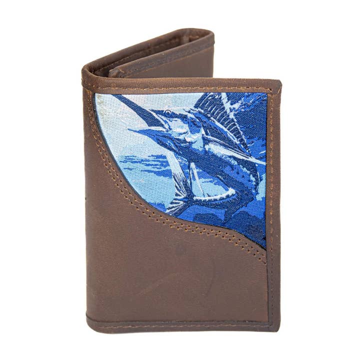 Marlin Men's Trifold Woven Patch Leather Wallet. for wholesale by Zep-Pro