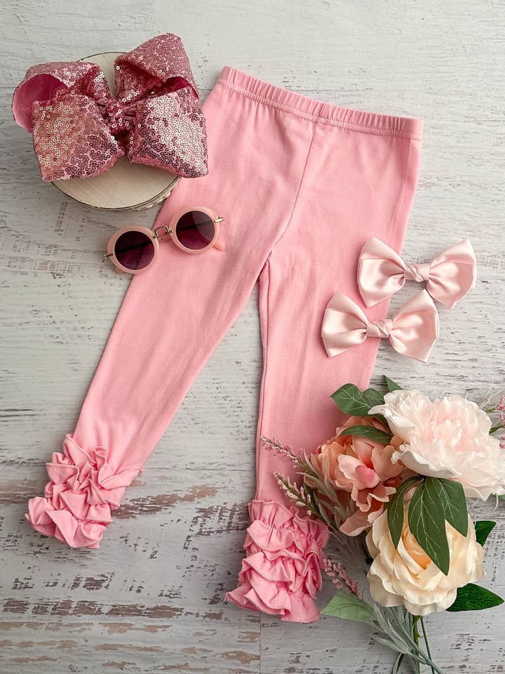 The Hair Bow Company - Wholesale Fashion Leggings - Kids - Solid Ruffled Fitted Icing Leggings (more colors!)