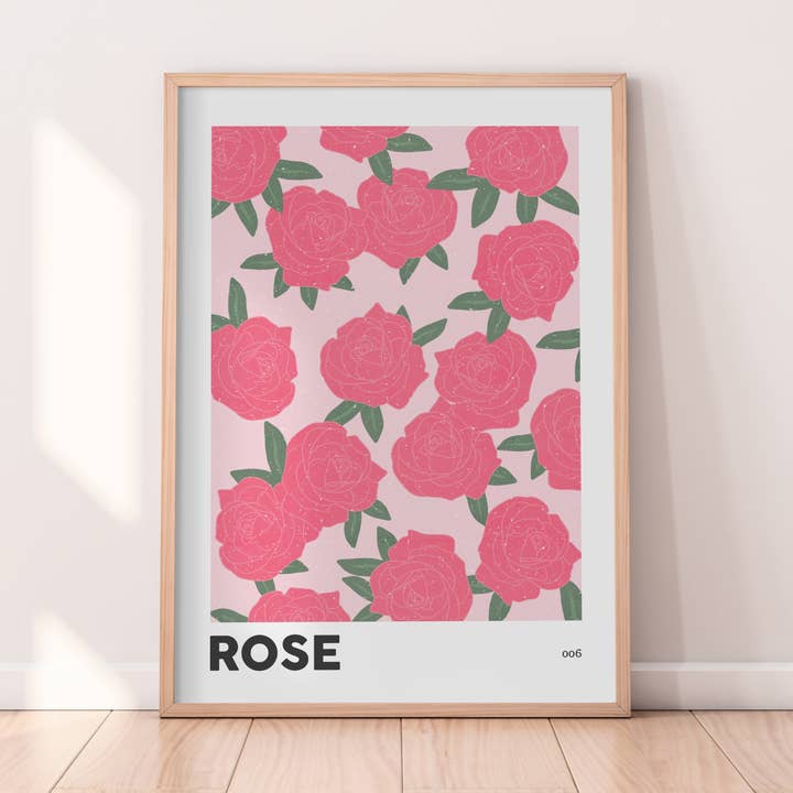 Rose June Birth Flower Print for wholesale by Alaina Creates