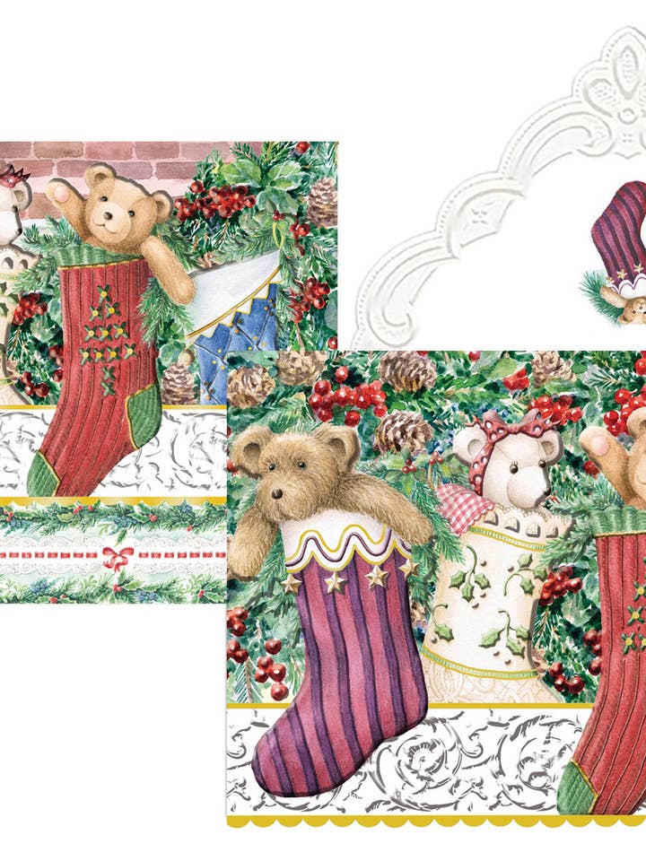 Seasonal Christmas Stockings Embossed Die-cut Boxed Portfoli for wholesale by Carol Wilson Fine Arts Inc./For Arts Sake