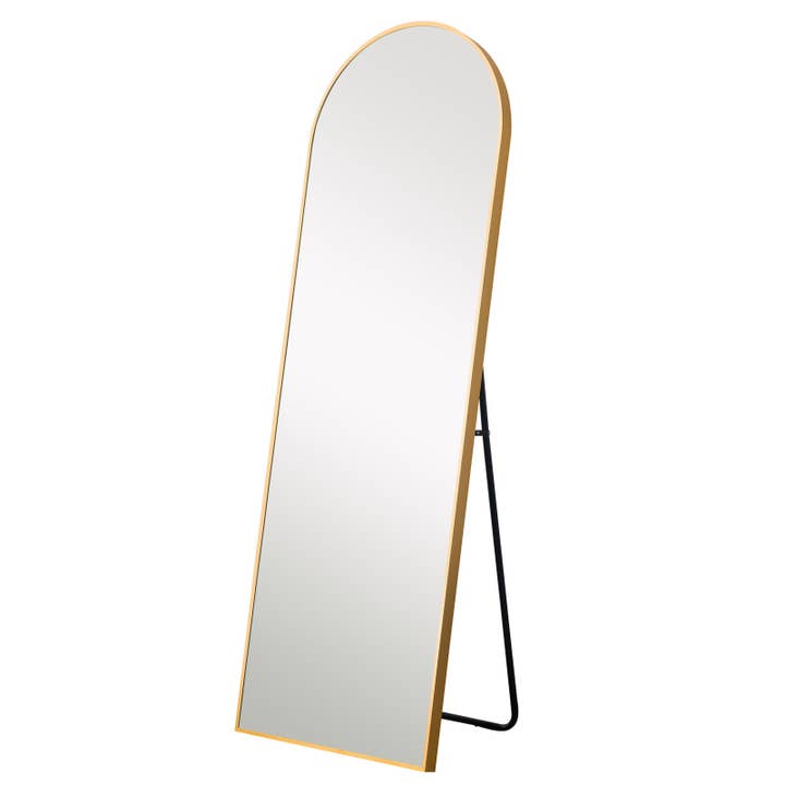 HomeRoots - Wholesale Floor Mirror - Narrow Gold Arched Full-Length Floor Mirror With Stand
