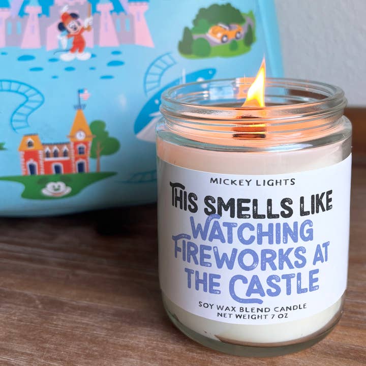 Mickey Lights - Wholesale Jar/Filled Candle - Watching Fireworks at the Castle | 7 oz Soy Blend Candle1