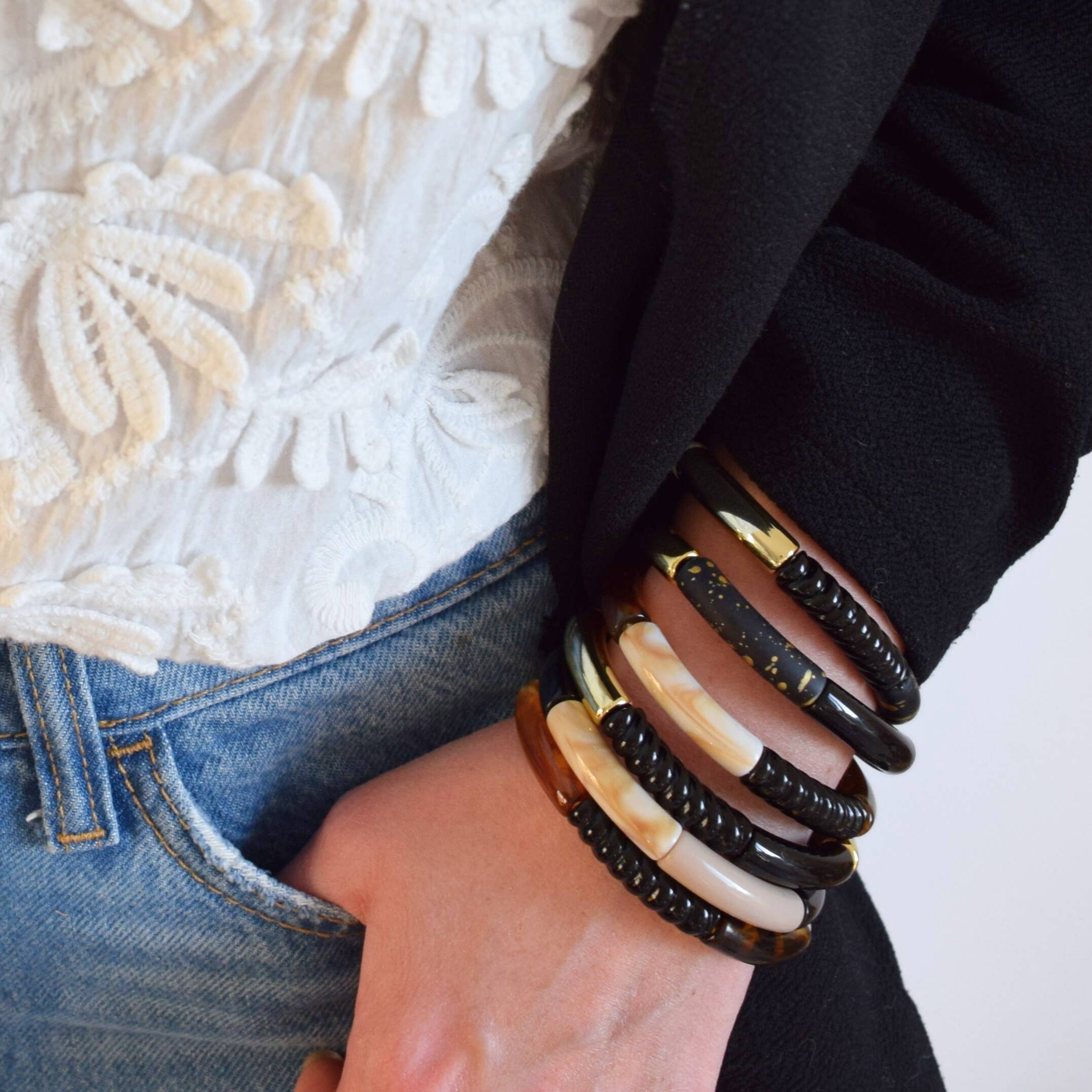 Manacreations - Wholesale Armband met kralen - Armbanden met zwarte en gouden accenten12