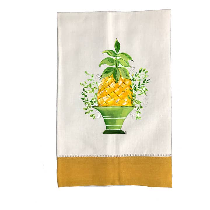 Luxury Machine Washable Tea Towel -384 Hospitality Pineapple for wholesale by Designs By Beverly, LLC