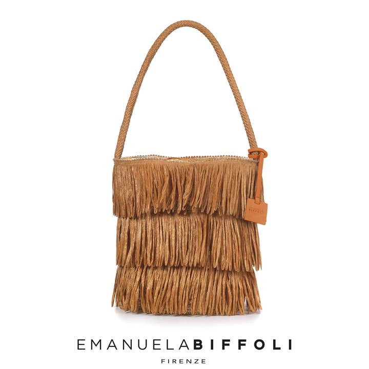 EMANUELA BIFFOLI FIRENZE - Vendita all'ingrosso Borsa con manico - Donna - BORSA PAGLIA "PORTOFINO" FRANGE BISCOTTO