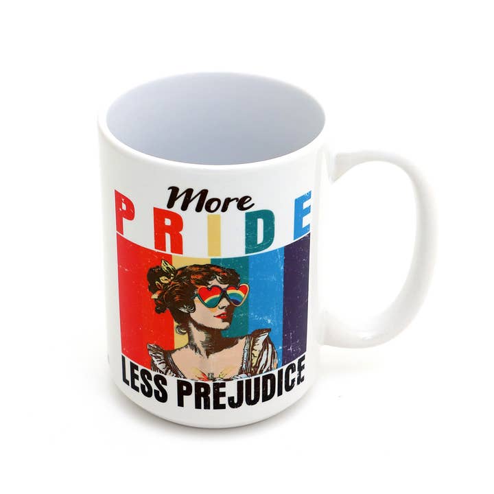 Lenny Mud - Wholesale Coffee Mug - More Pride Less Prejudice Mug, LGBTQ support, 15 oz.