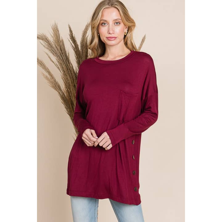 Top de botão de manga comprida por atacado de Reborn J