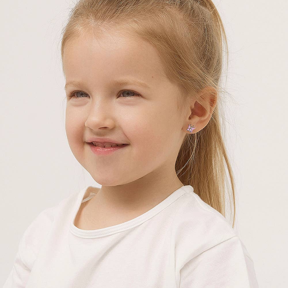In Season Jewelry - Wholesale Earrings - Kids - Dainty Butterfly Baby Toddler Kid Earrings - Sterling Silver1