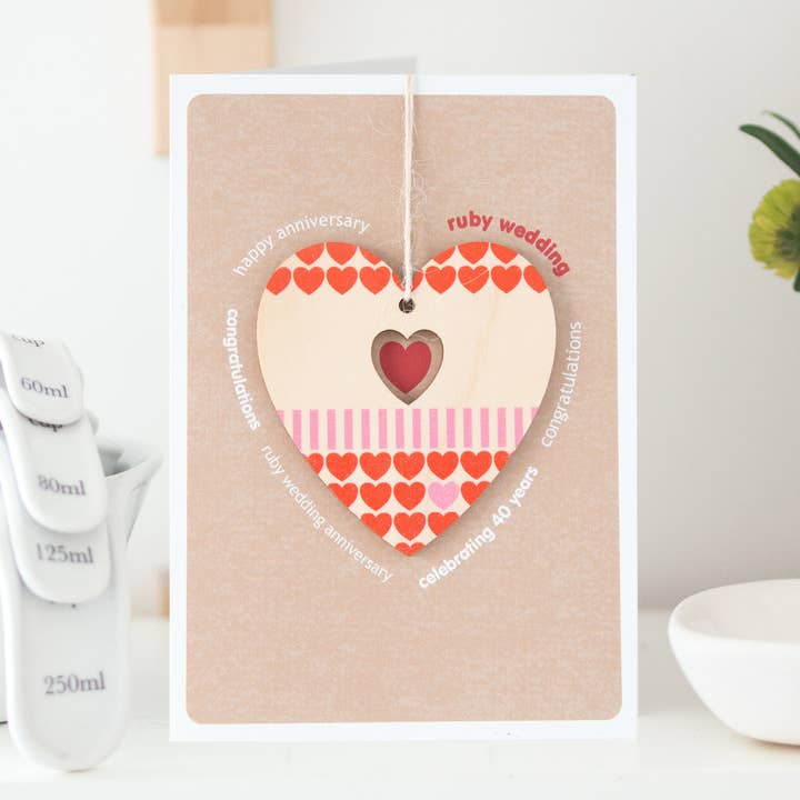 Tarjeta de aniversario de boda Ruby - 40 aniversario para venta al por mayor de Daisycat