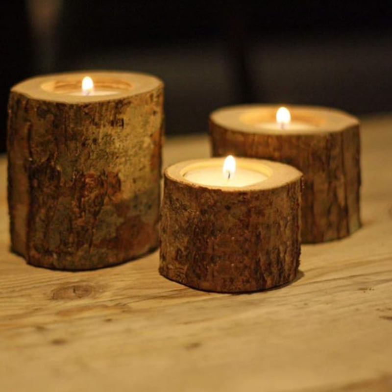 Dark Wood Candle Holders 3-Piece Set for wholesale on Faire3