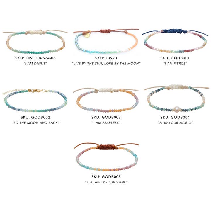 Lotus and Luna - Wholesale Jewelry Set - Goddess Crystal Stone Bracelets (10 Pack Assortment)