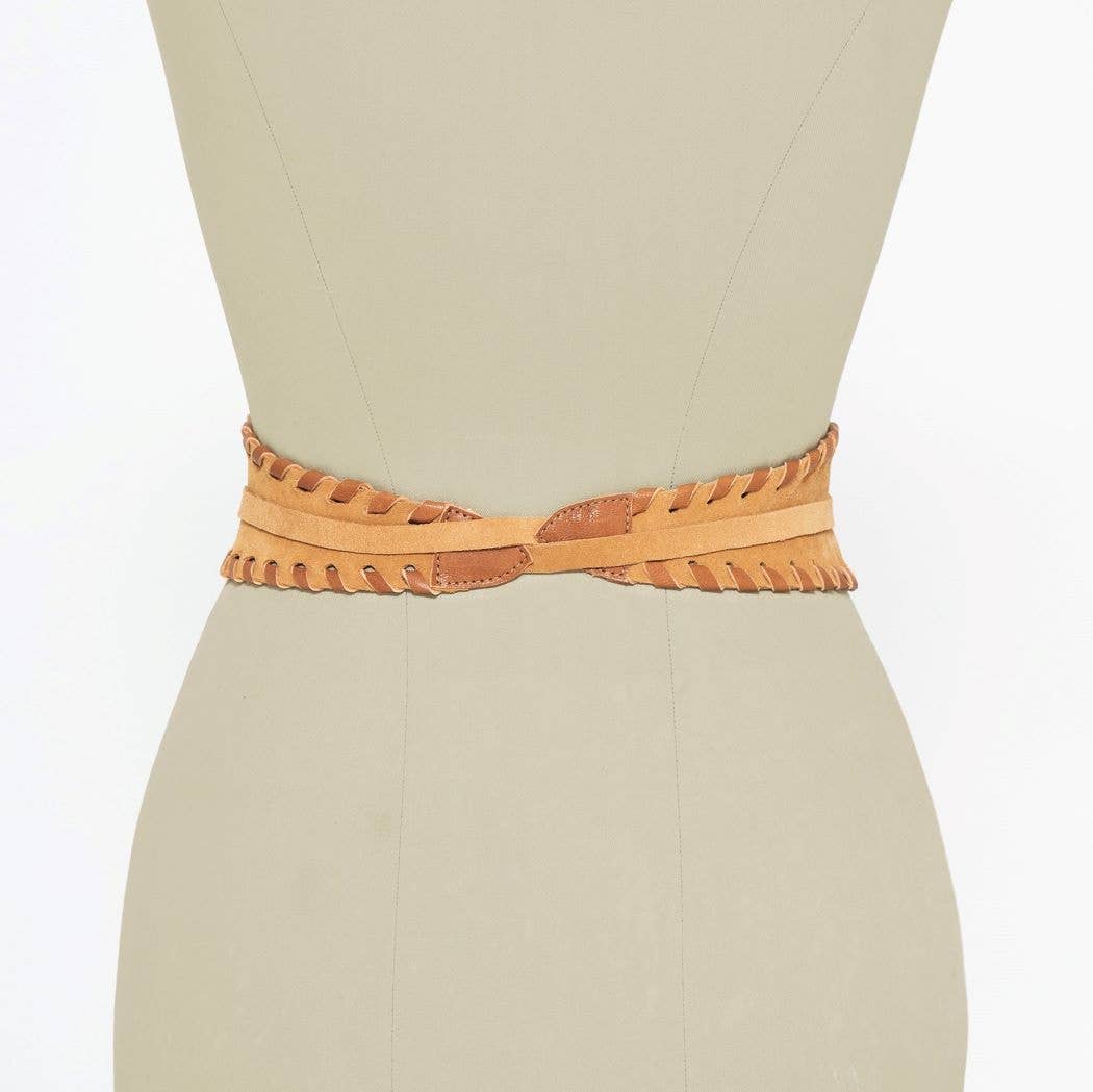 JUAN·JO GALLERY      (Leather Gallery, SCP) – Engroshandel Bælte - Dame – Boho-style bælte i ruskind med bindebånd - Brun3