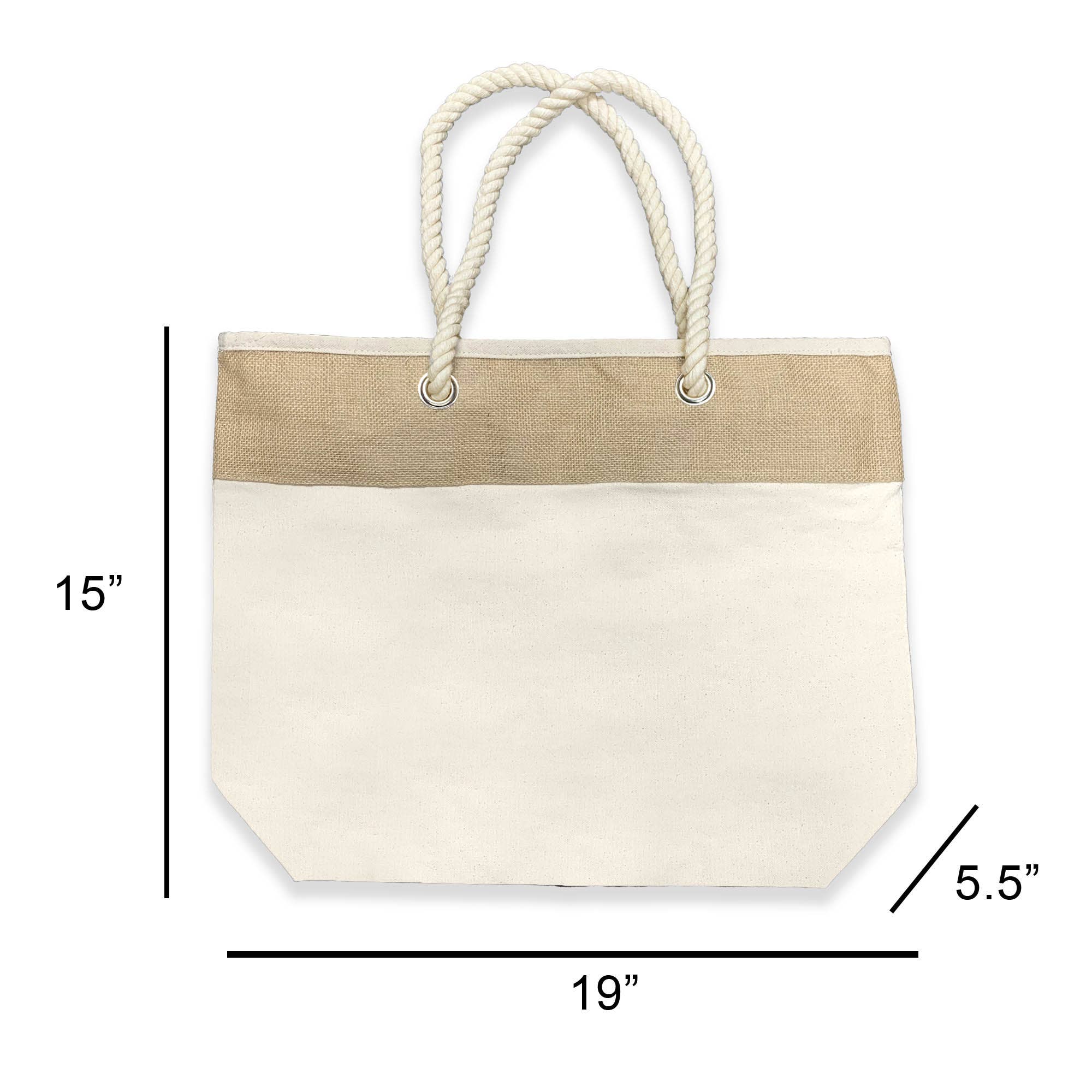 Sockprints - Wholesale Tote Bag - Unisex - Large Beach Tote with Jute Trim - Custom Vibes Design7