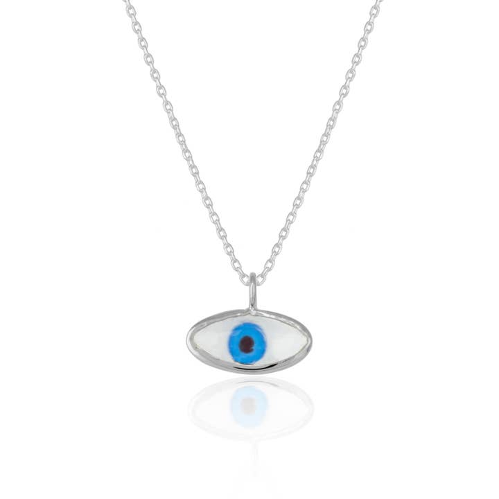 Collana in argento sterling Evil Eye in vetro trasparente per la vendita all'ingrosso da parte di Spero London