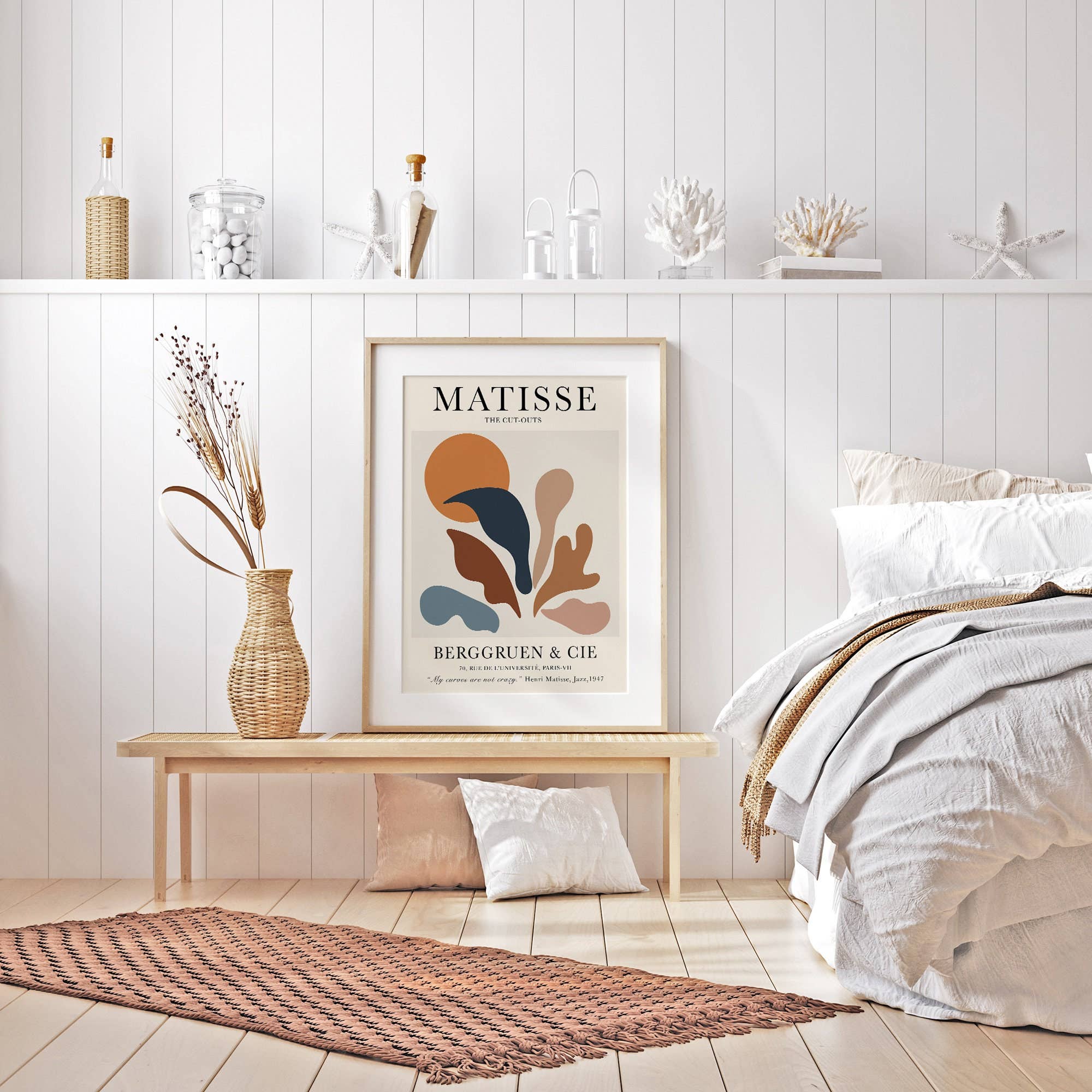 Sugar & Canvas - Venta al por mayor Ilustración - Póster de exposición vintage con recortes de Henri Matisse | Hojas de plantas botánicas, Berggruen Cie, decoración de pared Boho, Papiers Decoupes #M078