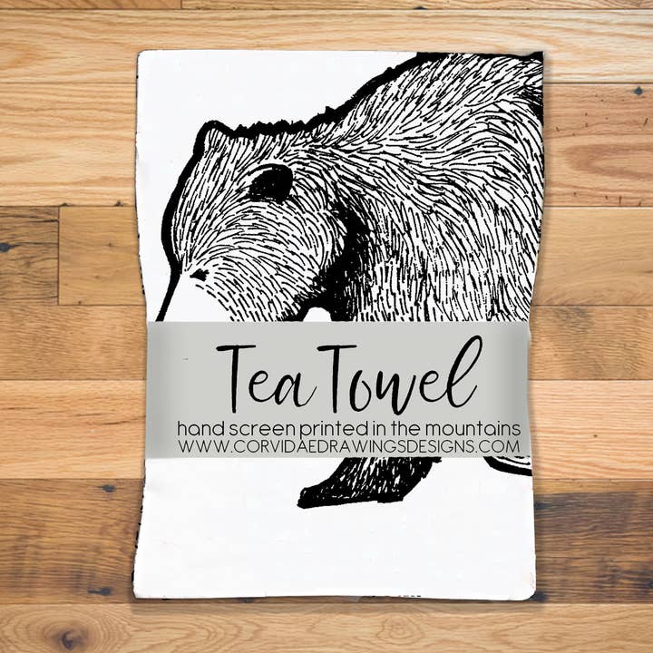 Corvidae drawings & designs - Wholesale Tea Towel - Bear Tea Towel2