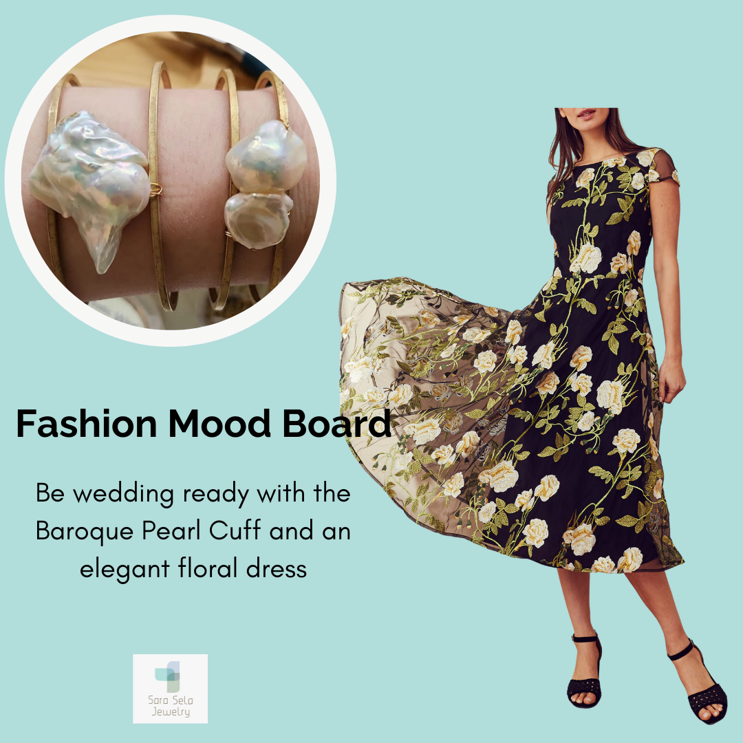 Sara Sela Jewelry - Wholesale Cuff Bracelet - Bold Natural Baroque Pearl Wrapped Brass Cuff Bracelet1