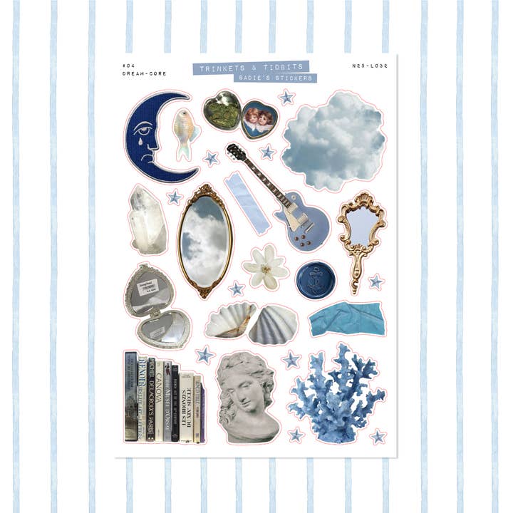 Dream-Core Aesthetic • Trinkets & Tidbits Sticker Sheet for wholesale by Sadie's Stickers