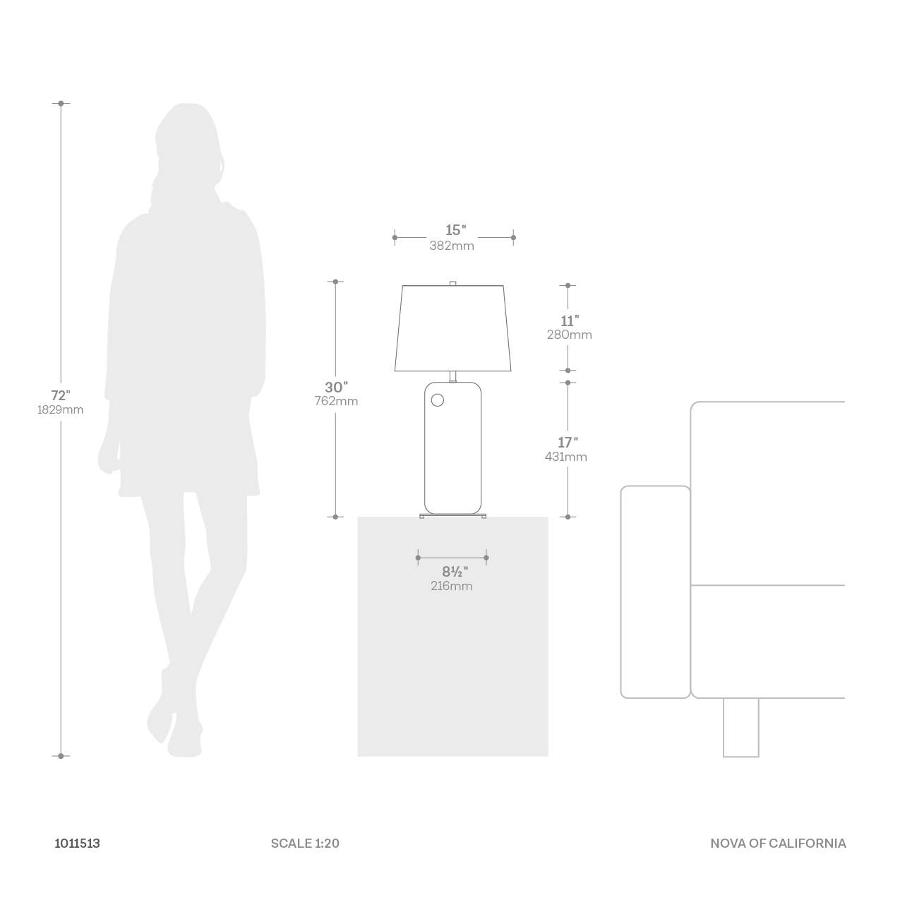 Table Lamp Walnut 30" Laurel Wood Finish for wholesale on Faire8