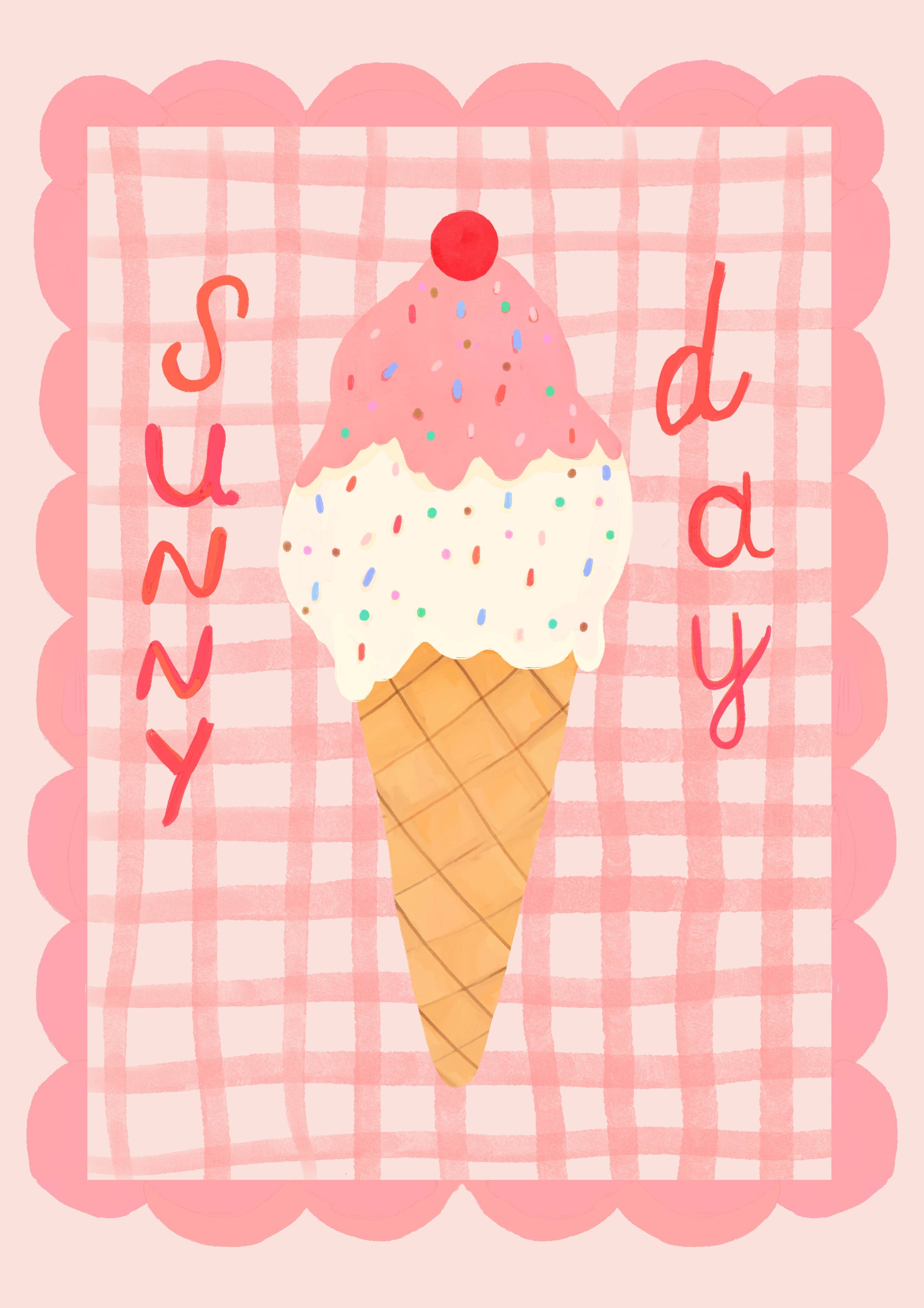 Kate Fox Design – wholesale Art print – Kids & baby – Ice Cream Sunshine, Children’s Room, Bright and Colourful3