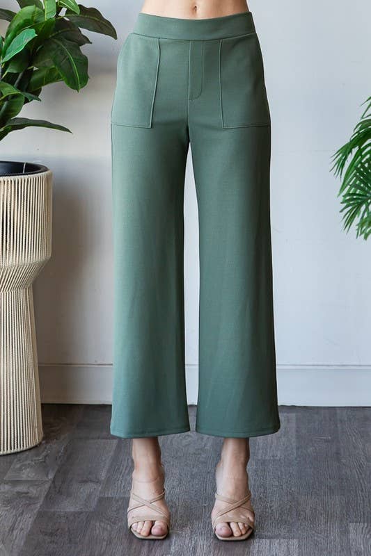 HEIMISH - Wholesale Pants - Women's - EP6838-10 WIDE WAISTBAND SOLID CULOTTES PANTS POCKET7