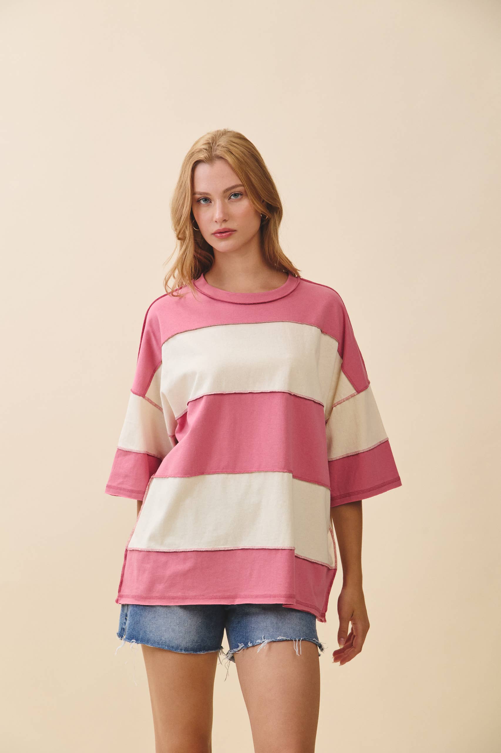 AEMI + CO - Wholesale Knit Top - Women's - 8417FN Polly Color Block Top69