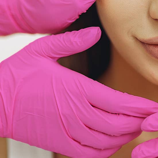 THE LASH BOX - Wholesale Cleaning Gloves - Pink Nitrile Disposable Gloves - Powder-Free - Aurelia Blush