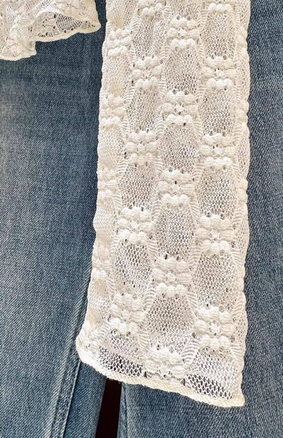 Rosa Clothing - Wholesale T-Shirt - Women's - Sheer Mesh Diamond Floral Lace Layering Fitted Crew Top12