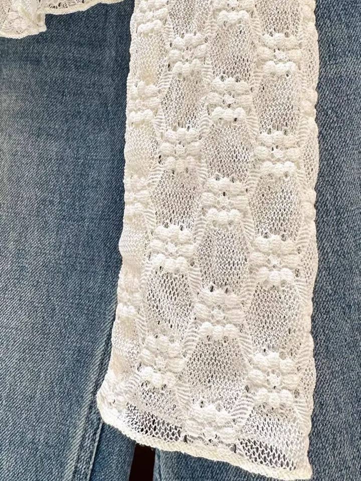 Rosa Clothing - Wholesale T-Shirt - Women's - Sheer Mesh Diamond Floral Lace Layering Fitted Crew Top12