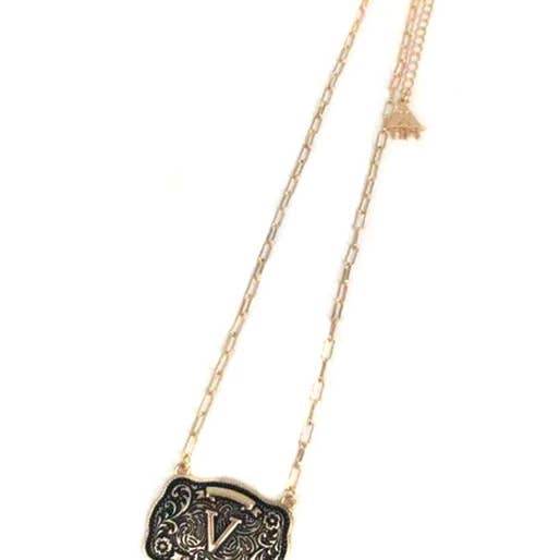 Snowing West - Wholesale Pendant/Charm Necklace - Western Belt Buckle Initial Necklace19