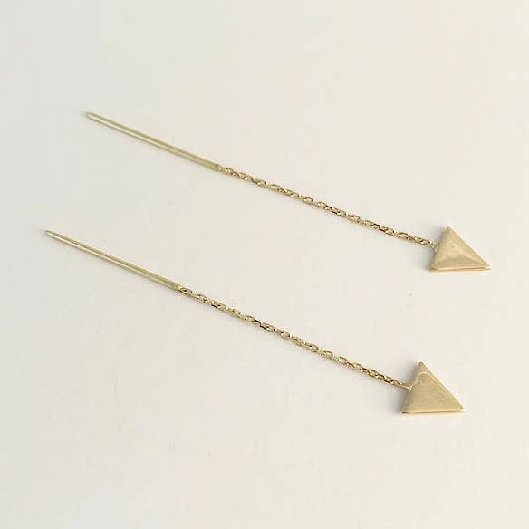 Boucles d'oreilles fil triangle | Vermeil or pour la vente par Ke Bella Jewelry