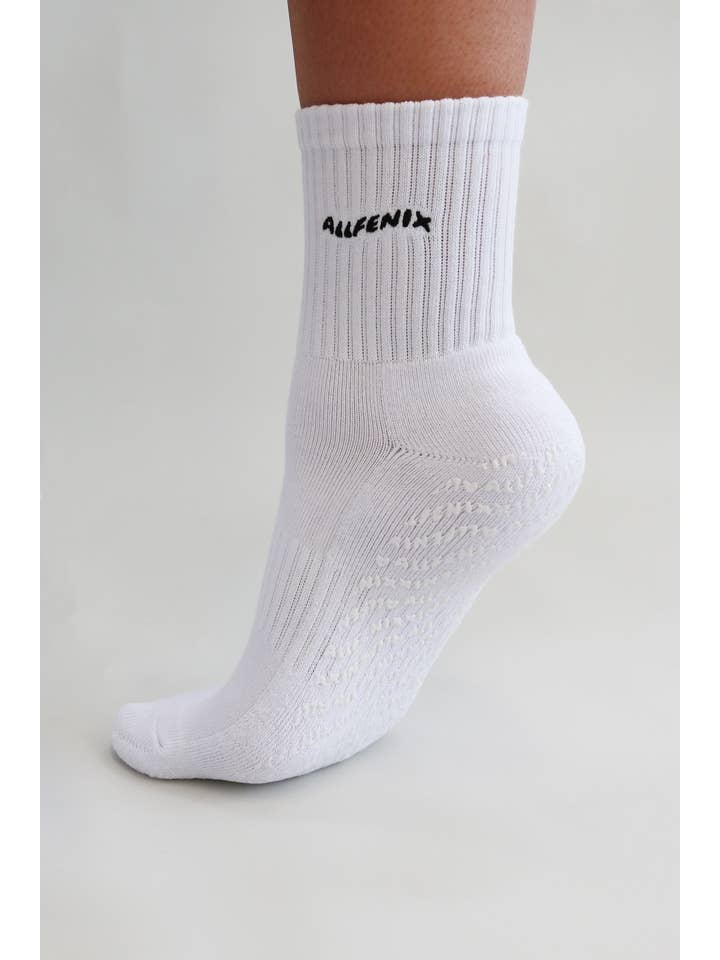 White Pilates Grip Socks for wholesale on Faire1